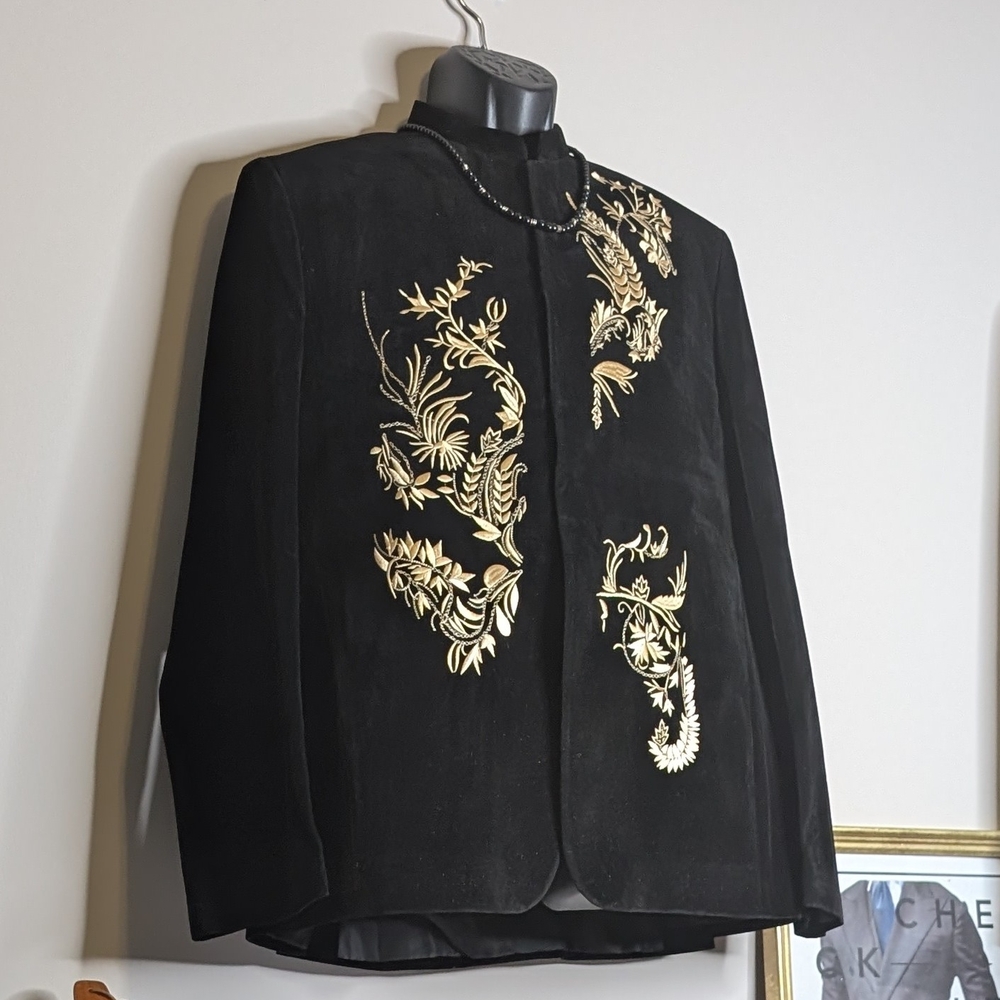 Black Jacket with Gold Embroidery